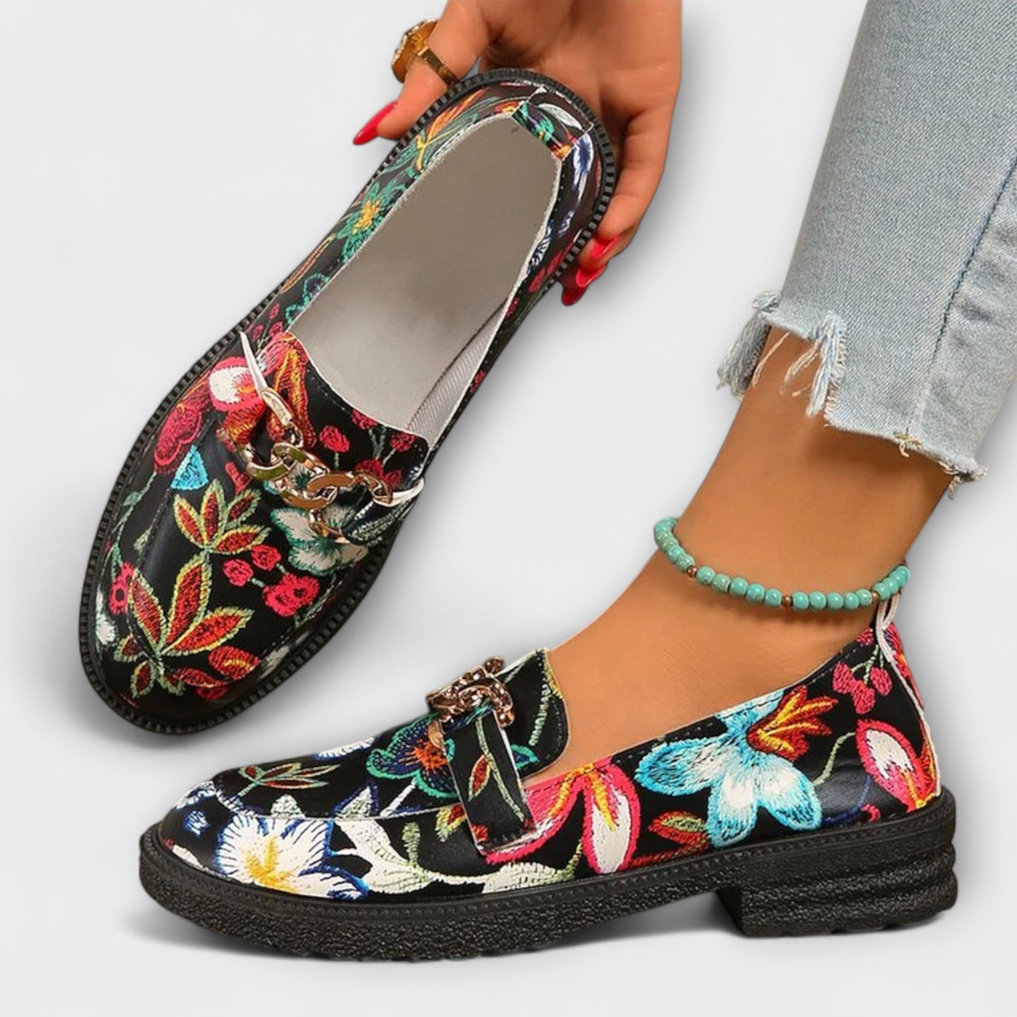 Celestine™ | Mocassins Multicolores avec Motif Floral