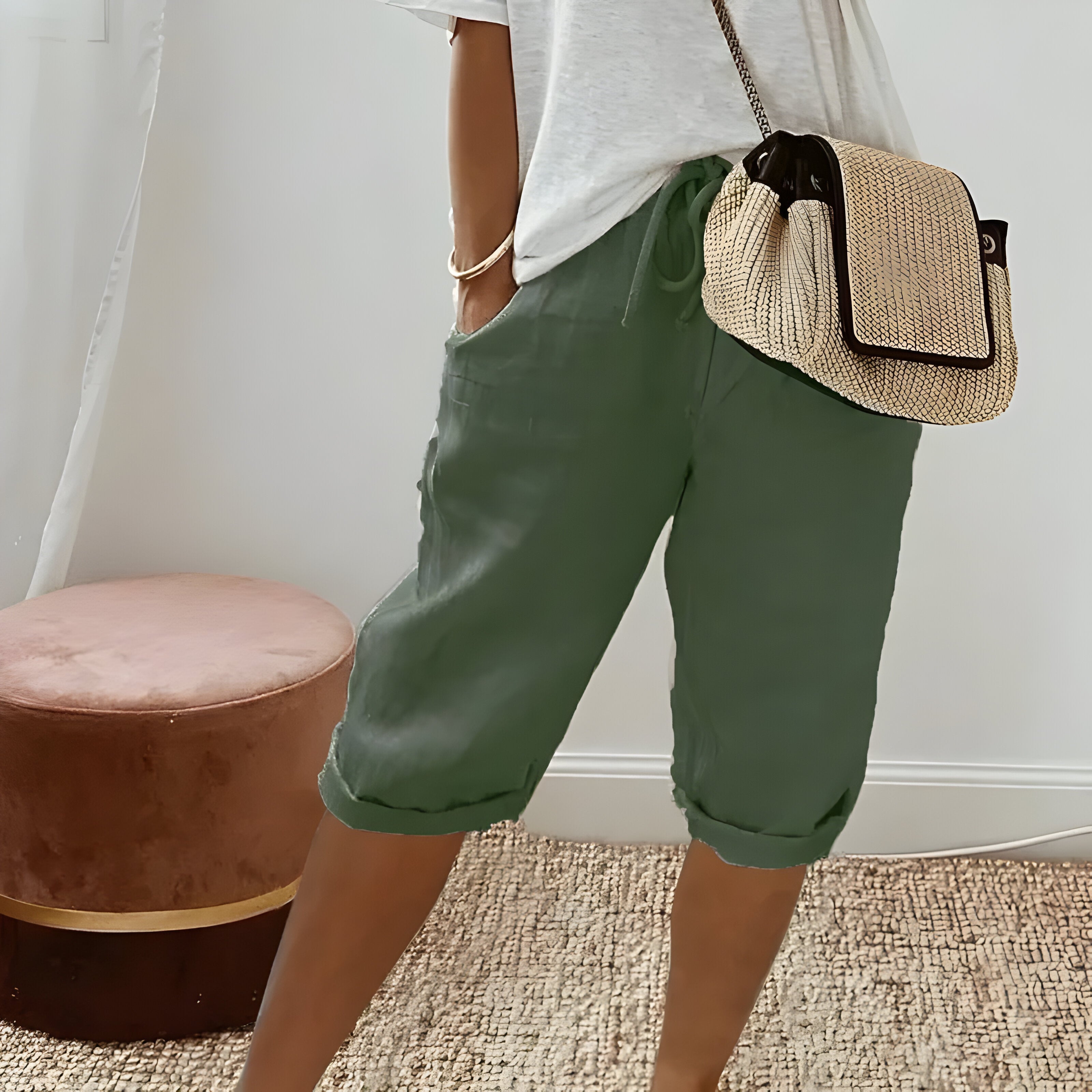 Selina™ | Pantalon Court en Lin pour Femmes