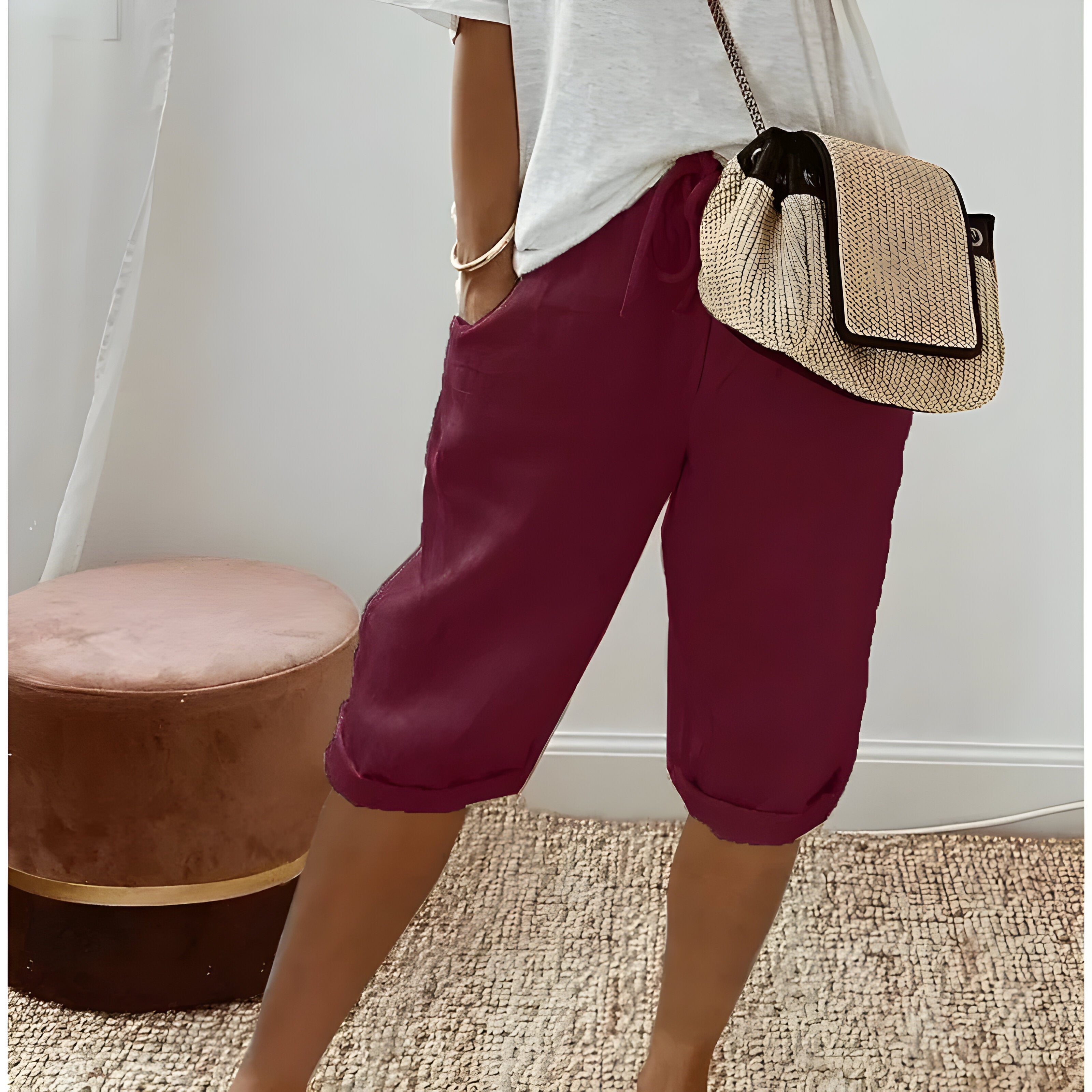 Selina™ | Pantalon Court en Lin pour Femmes