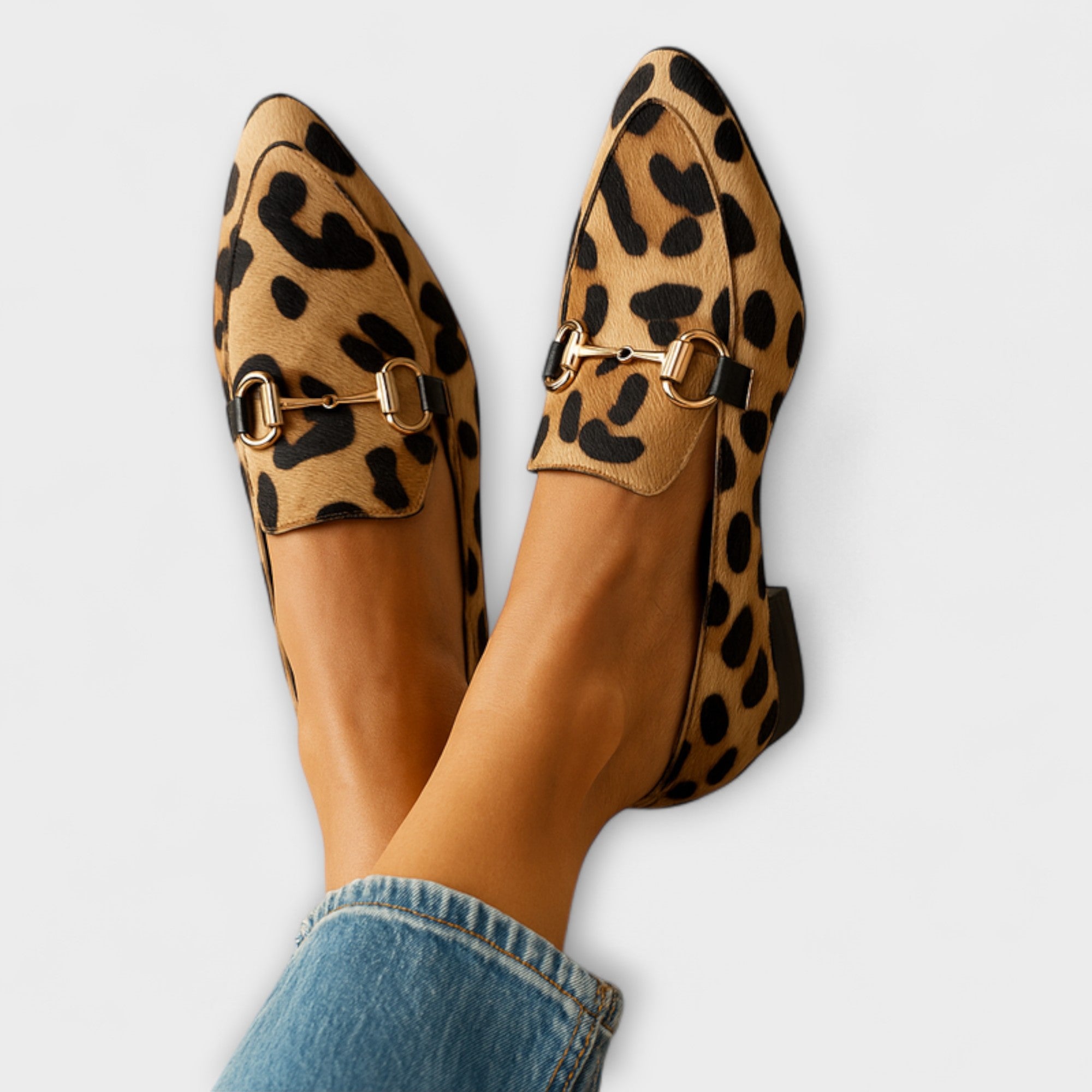 Valentina™ | Mocassins avec Détail Métallique & Imprimé Animal