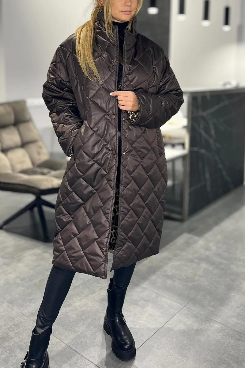 Saphira™ | Veste Matelassée Réversible avec Doublure Imprimée Léopard
