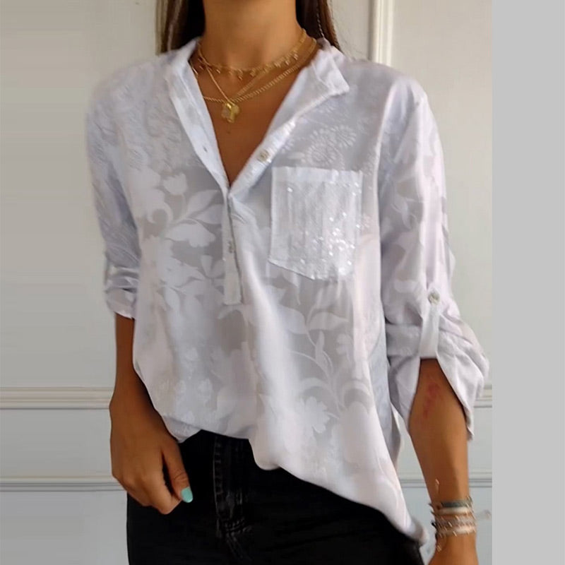 Alvena™ | Blouse Imprimée à Manches Roulables