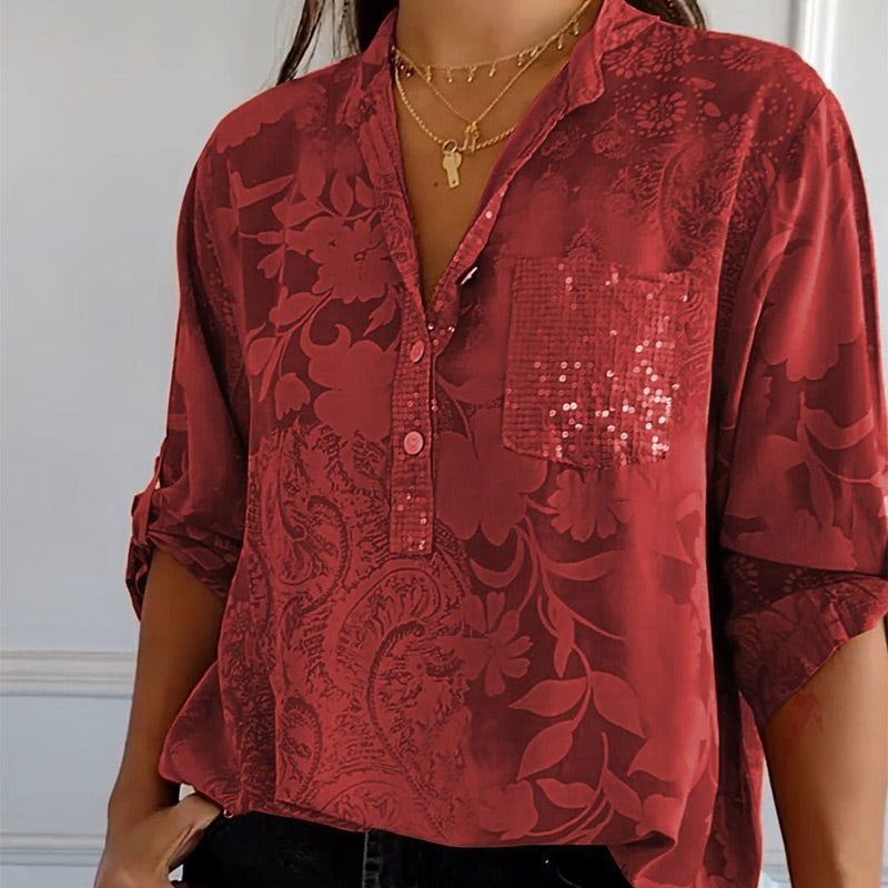 Alvena™ | Blouse Imprimée à Manches Roulables